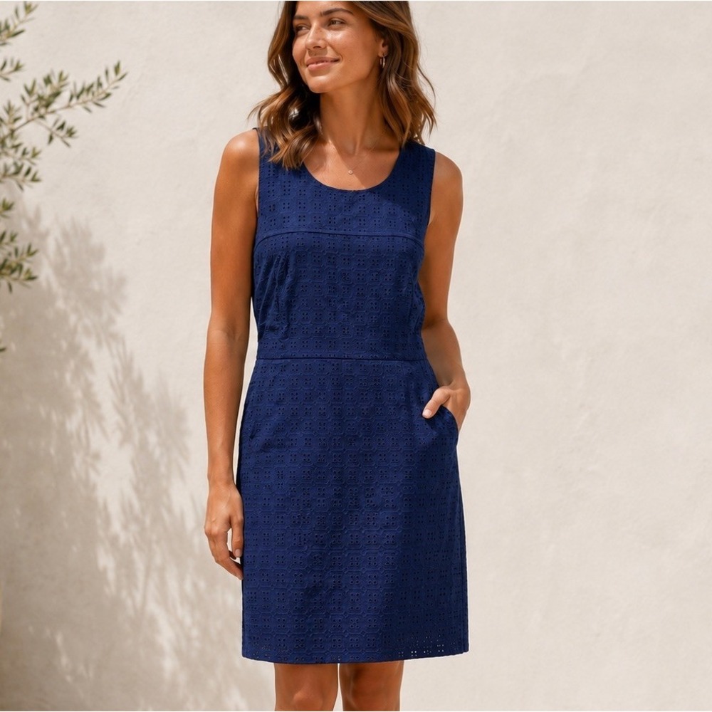 NWOT Banana Republic Midi Size 6 Dress Navy 100% Cotton Sundress Sleeveless NEW